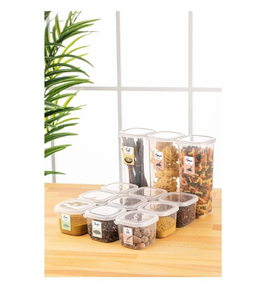 Storage Box Set, 12 Pieces, White, 100% Plastic