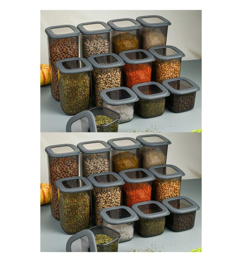 Storage Box Set, 24 Pieces, Anthracite, 100% Plastic