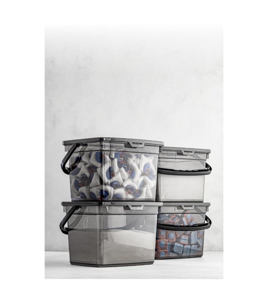 Storage Box Set, 4 Pieces, Anthracite, 100% PLASTIC