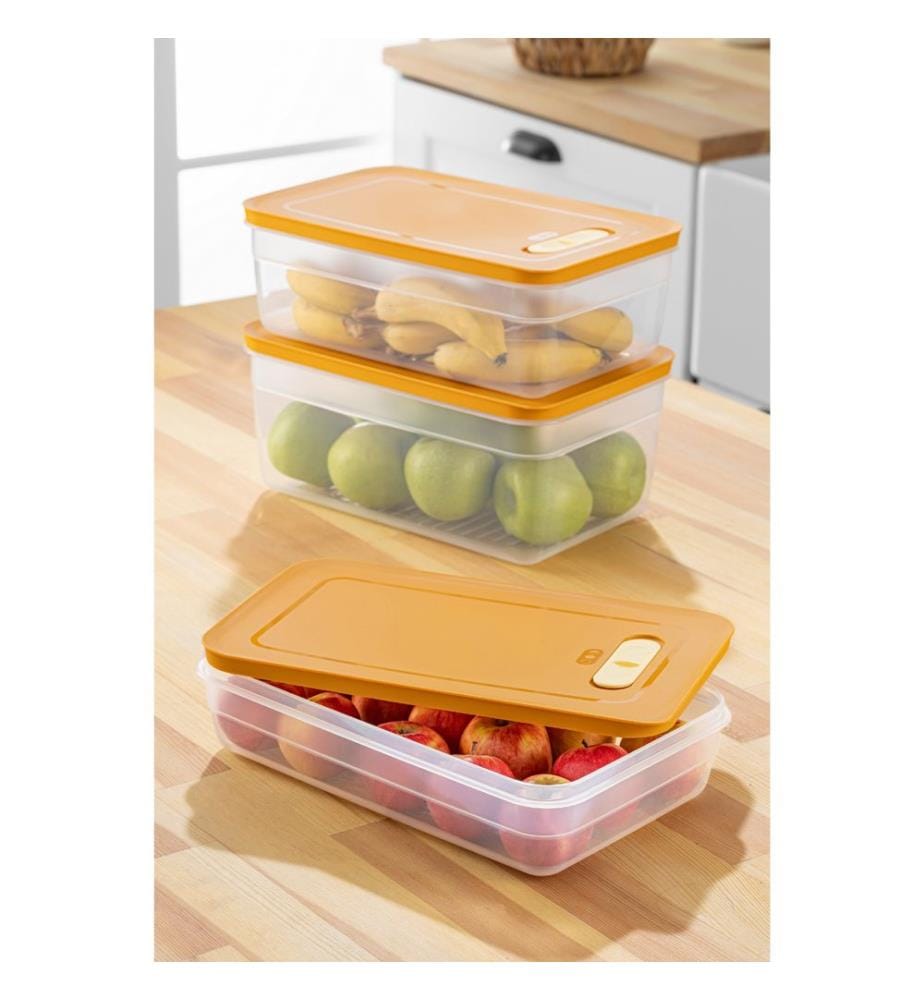 Storage Box Set, 3 Pieces, Orange, 100% PLASTIC