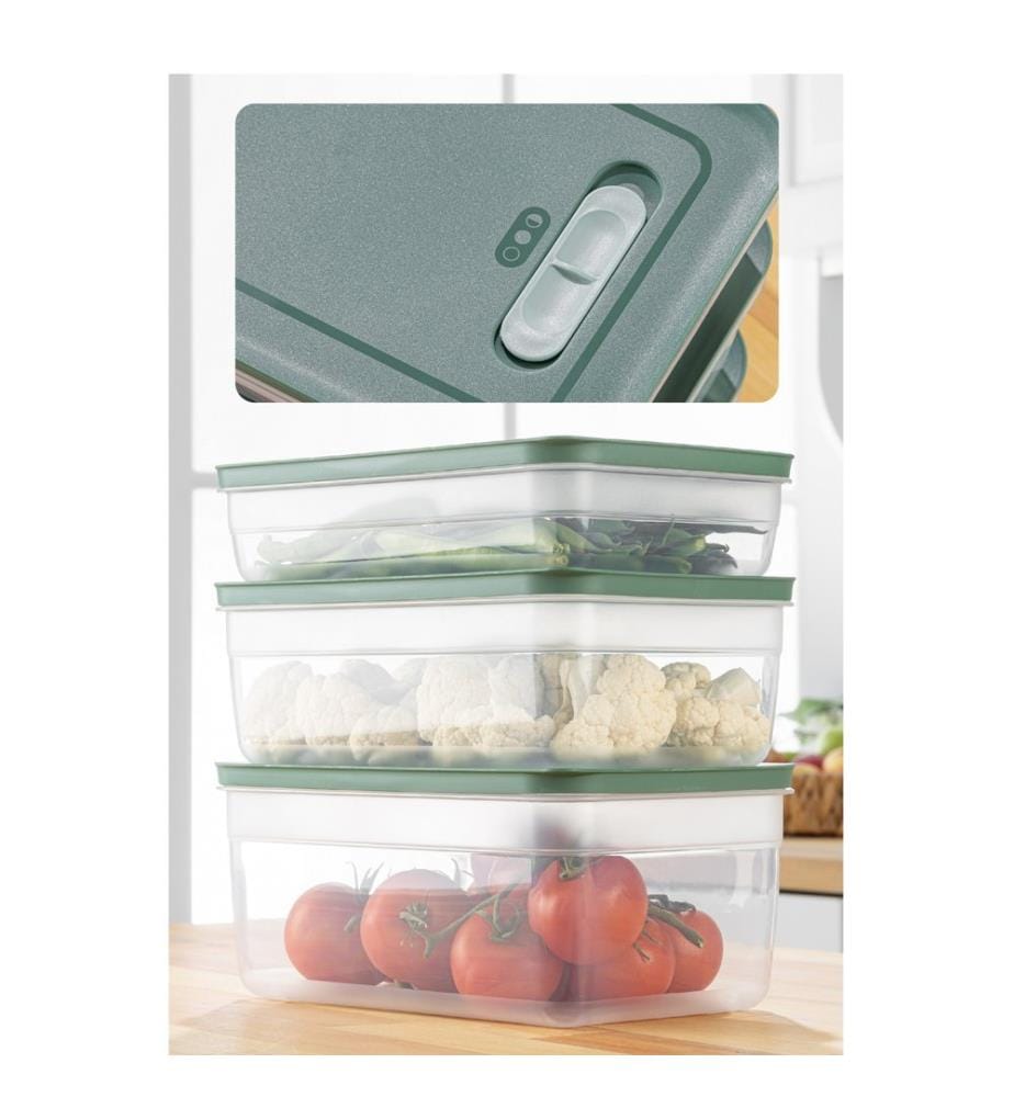 Storage Box Set, 3 Pieces, Green, 100% PLASTIC