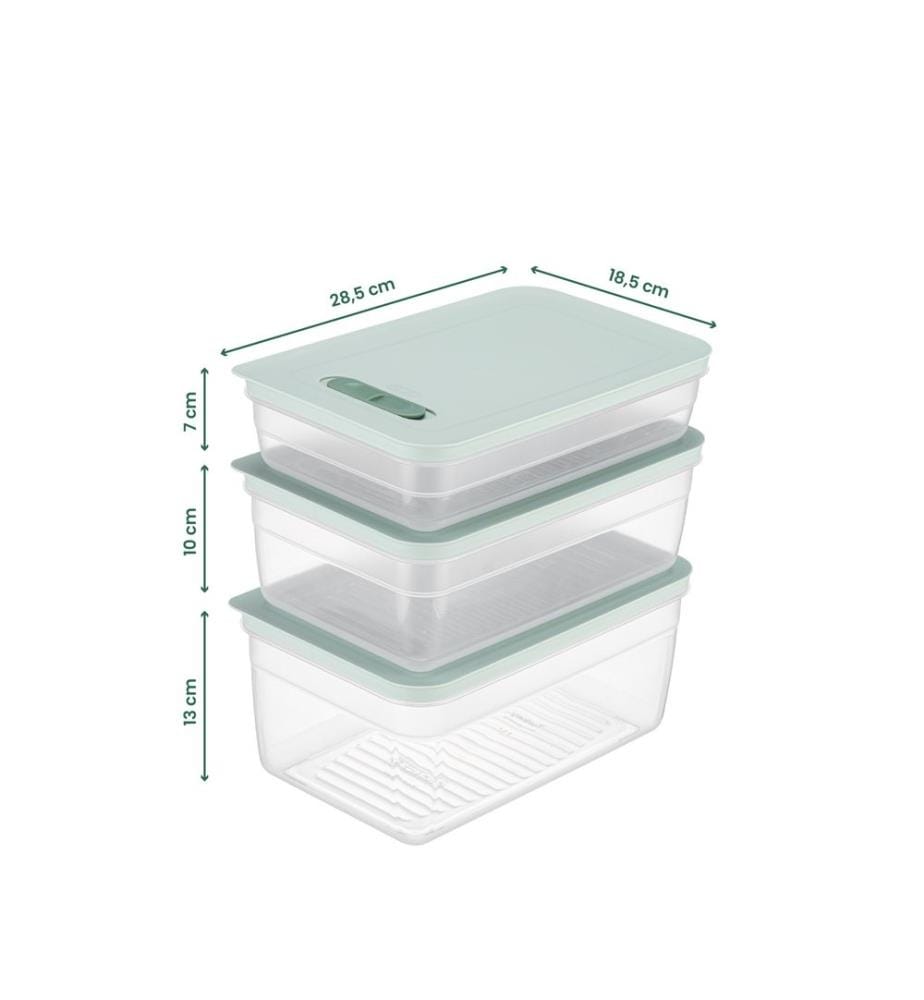 Set di scatole portaoggetti, 3 pezzi, blu, 100% PLASTICA
