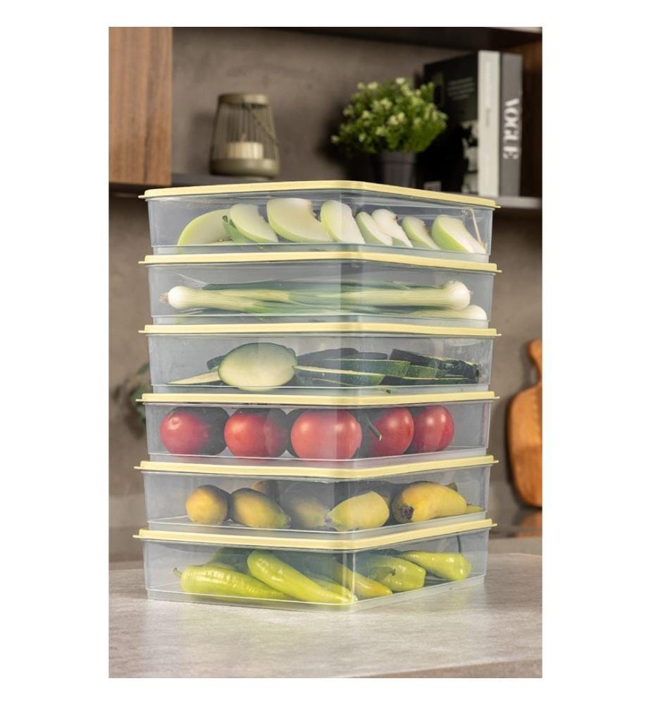 Storage Box Set, 6 Pieces, Yellow, 100% PLASTIC