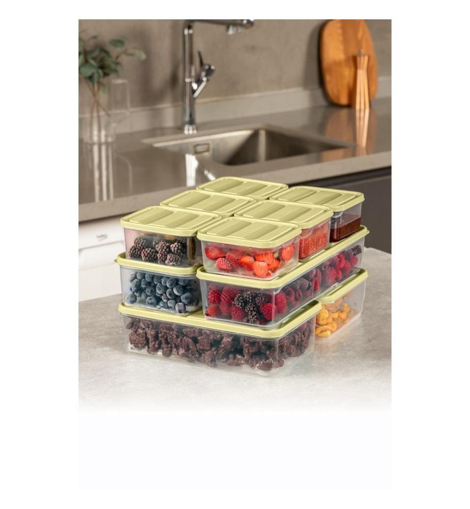 Storage Box Set, 10 Pieces, Yellow, 100% PLASTIC