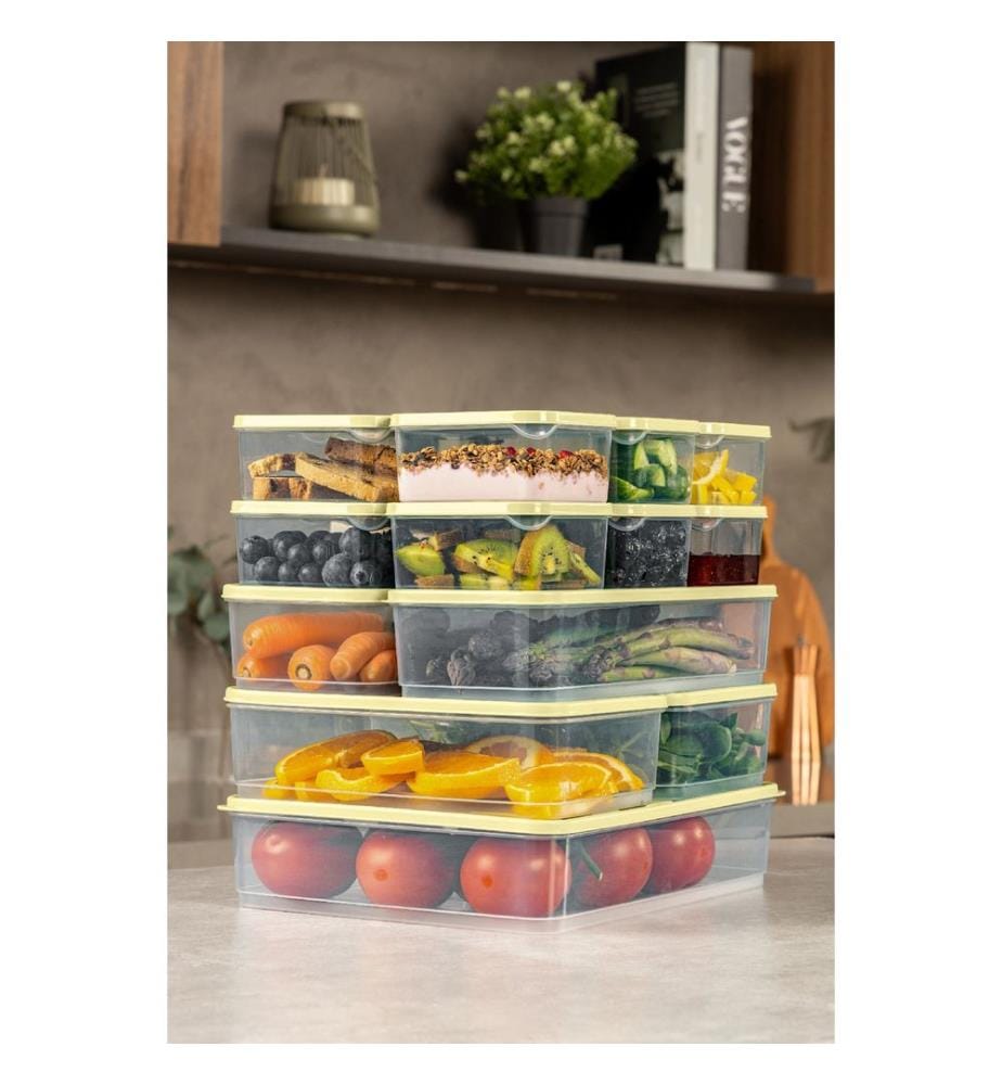 Storage Box Set, 17 Pieces, Yellow, 100% PLASTIC