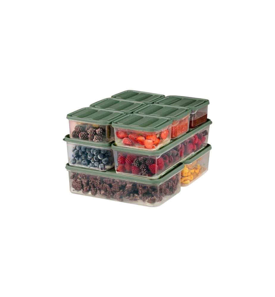 Storage Box Set, 10 Pieces, Green, 100% PLASTIC