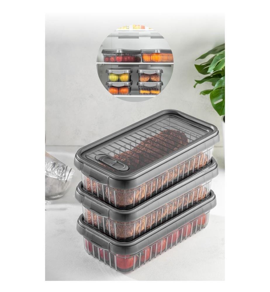 Storage Box Set, 2 Pieces, Anthracite, 100% PLASTIC