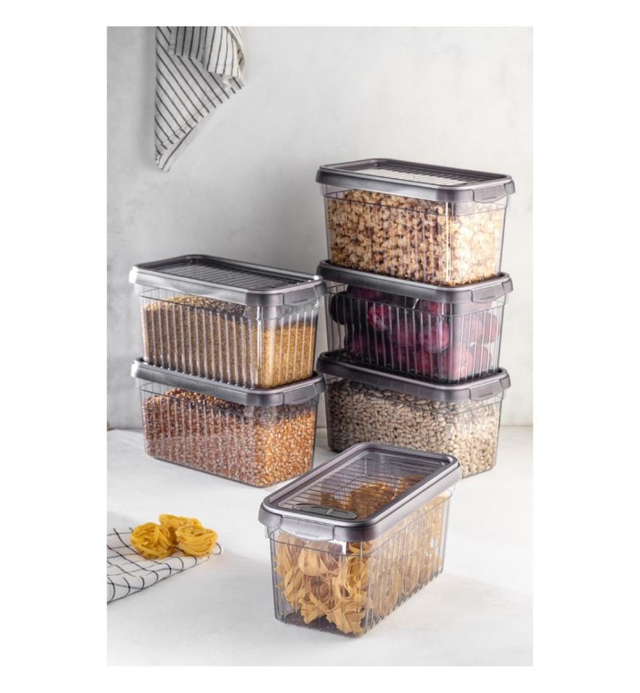 Storage Box Set, 3 Pieces, Anthracite, 100% PLASTIC