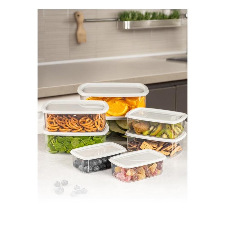 Storage Box Set, 8 Pieces, Grey, 100% PLASTIC