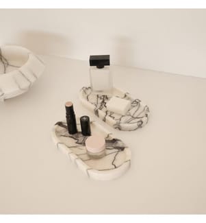Set di vassoi da bagno, bianco, 100% marmo lilla di Sicilia