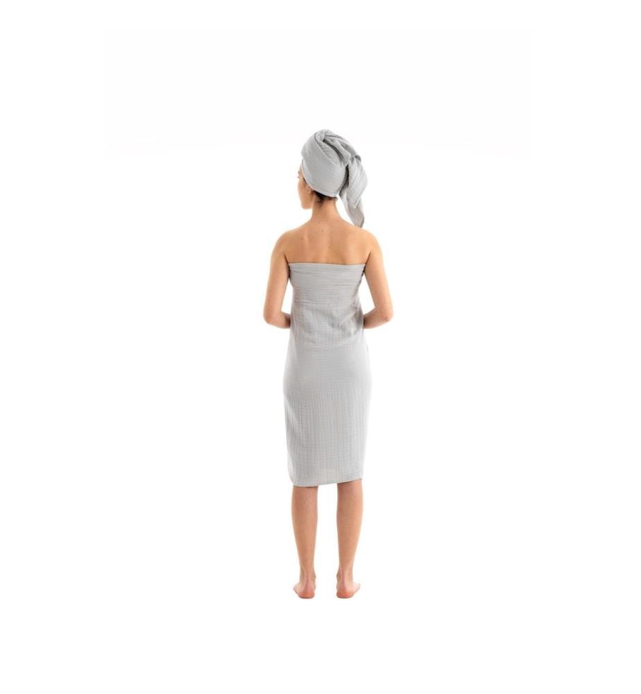 Set di asciugamani, 2 pezzi, grigio, 100% cotone