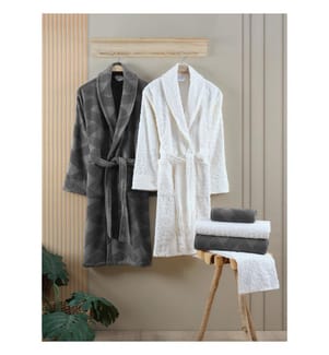Set da bagno per la famiglia, antracite, crema, 100% cotone