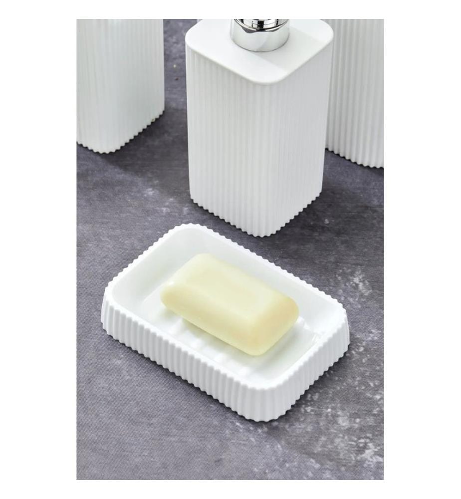 Set da bagno, 5 pezzi, bianco, 100% PLASTICA