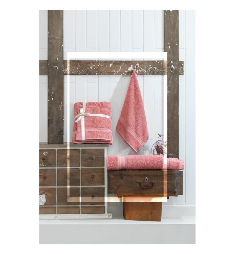 Set di asciugamani, 2 pezzi, salmone, 100% cotone