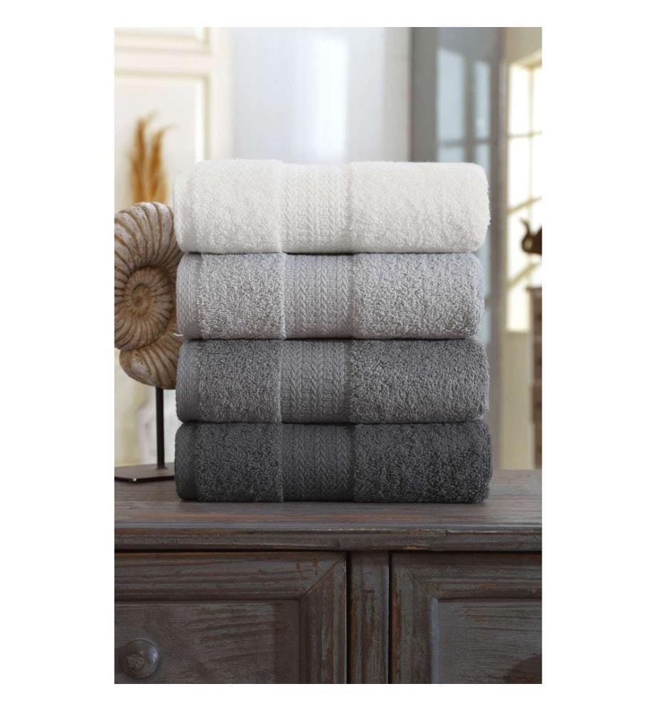 Set di asciugamani, 4 pezzi, grigio, 100% cotone
