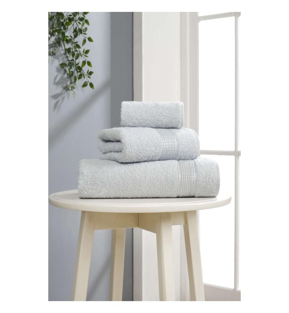 Set di asciugamani, 3 pezzi, grigio chiaro, 100% cotone