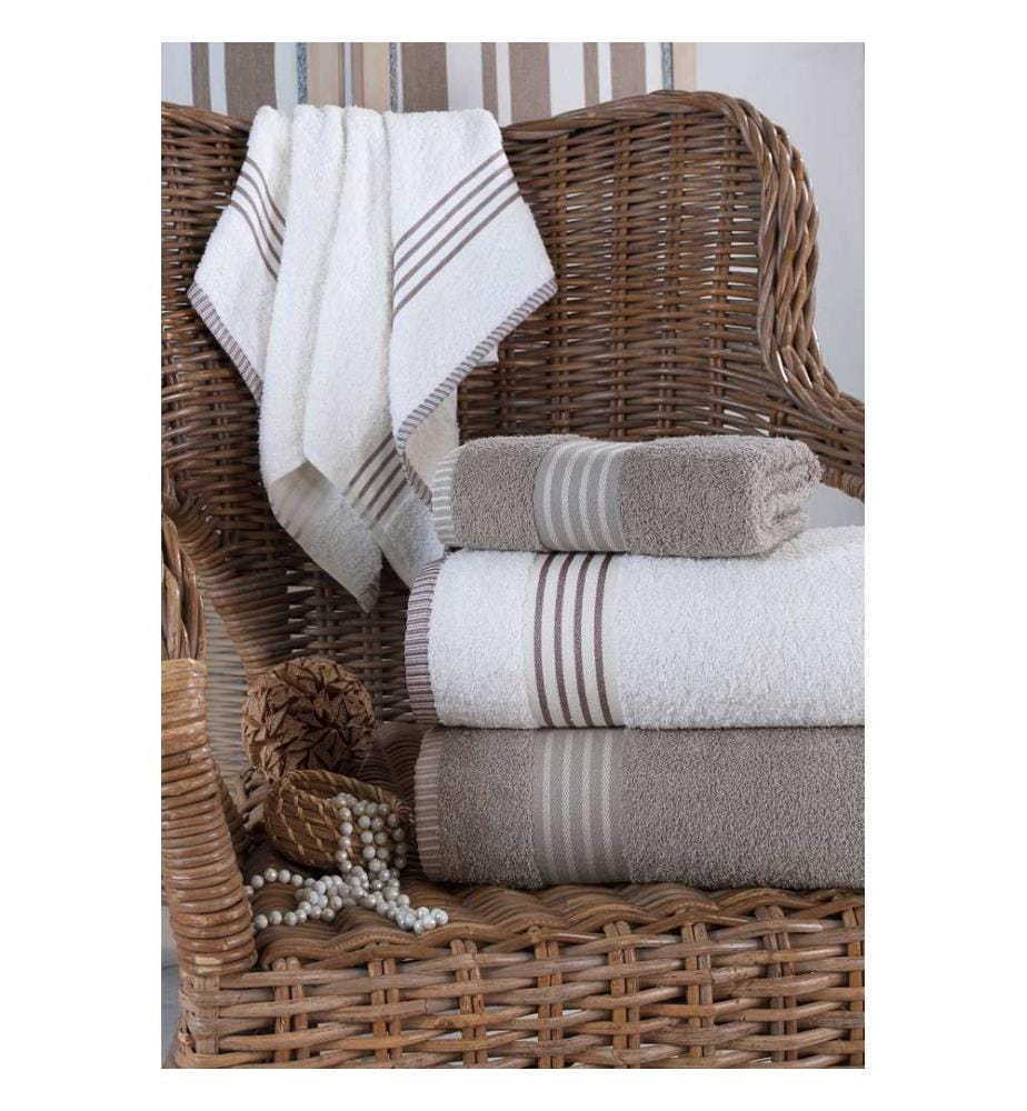 Handtuchset, 4-teilig, Beige, Creme, 100 % Baumwolle