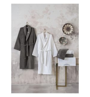 Set da bagno per la famiglia, bianco, antracite, 100% cotone