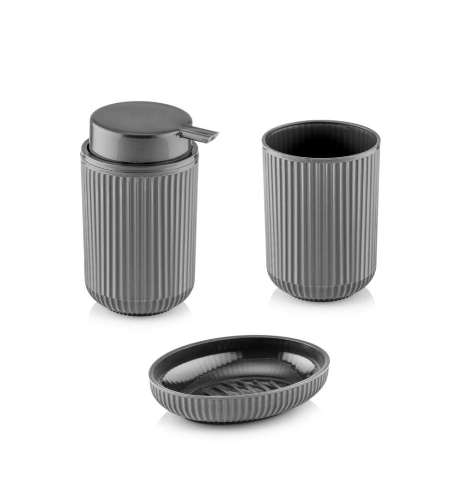 Set da bagno, 5 pezzi, antracite, 100% PLASTICA