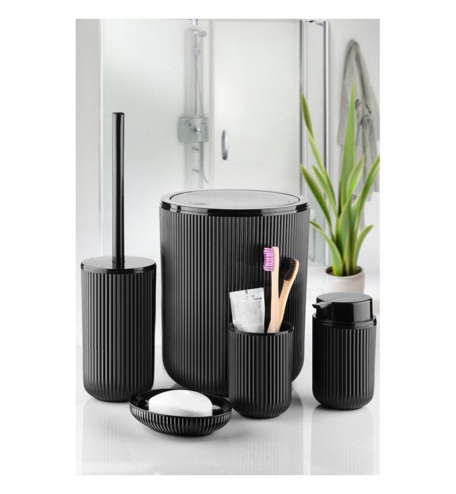 Set da bagno, 5 pezzi, nero, 100% PLASTICA