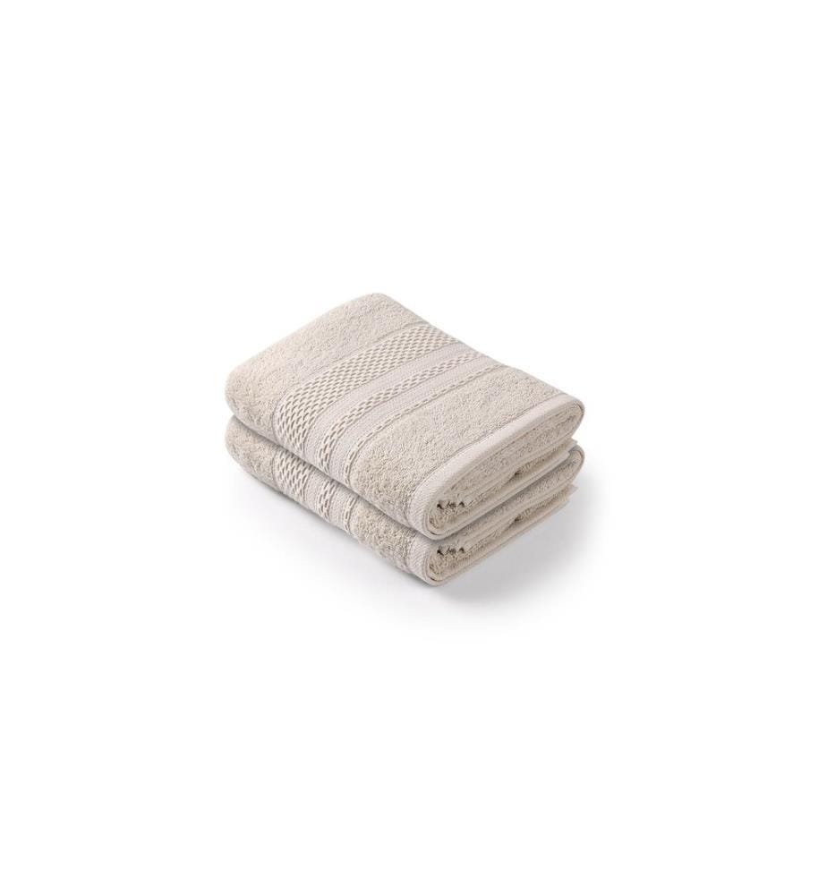 Handtuchset, 2-teilig, Steinfarbe, 100 % Baumwolle