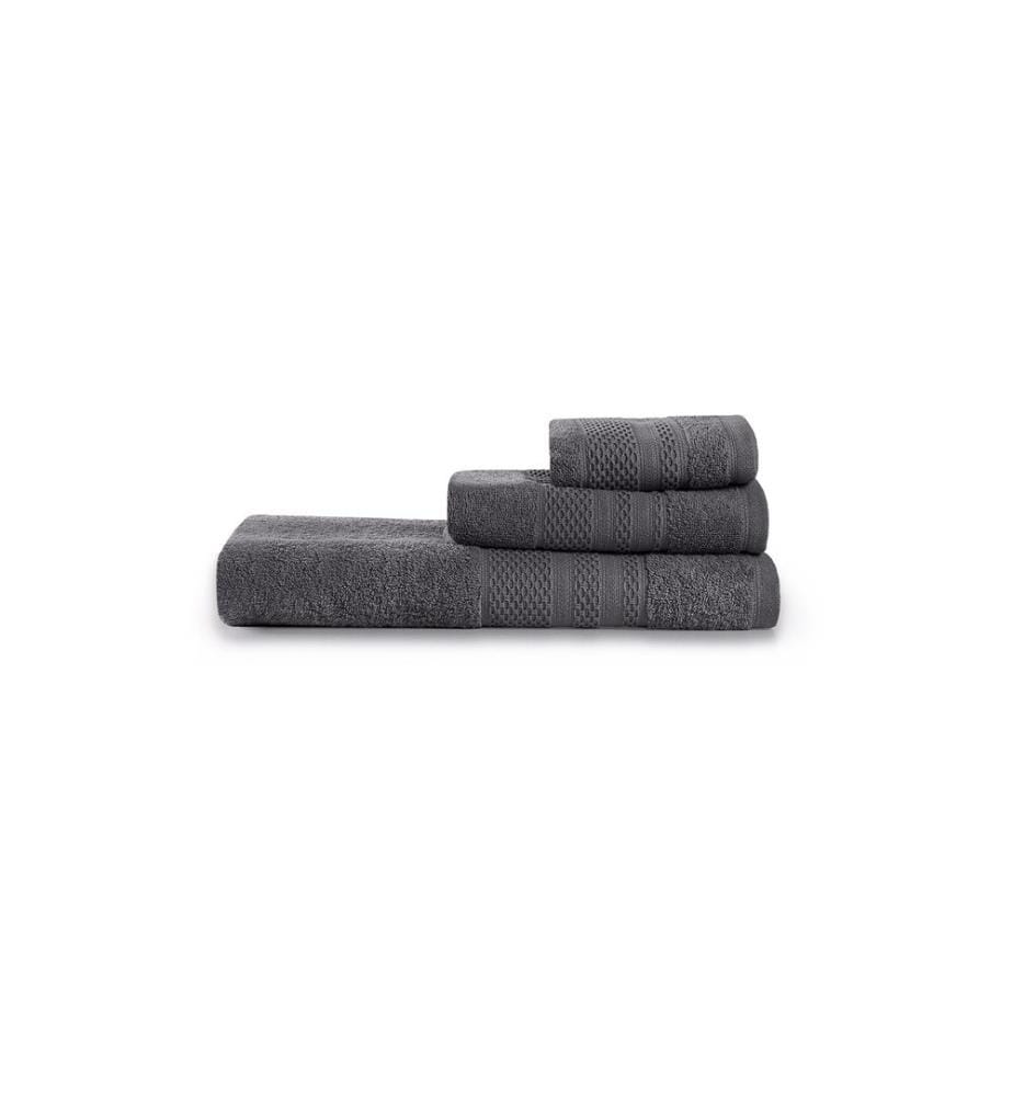 Set di asciugamani, 3 pezzi, antracite, 100% cotone