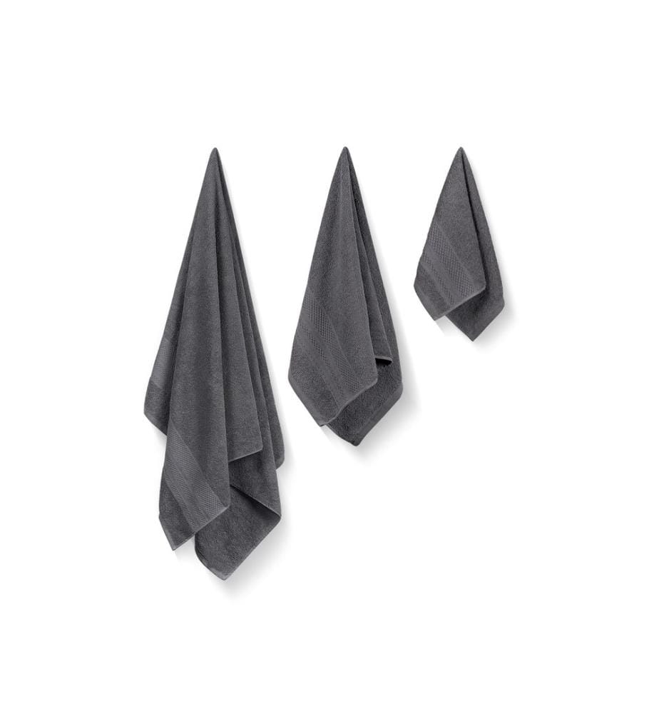 Set di asciugamani, 3 pezzi, antracite, 100% cotone