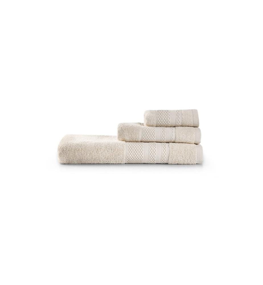 Set di asciugamani, 3 pezzi, pietra, 100% cotone