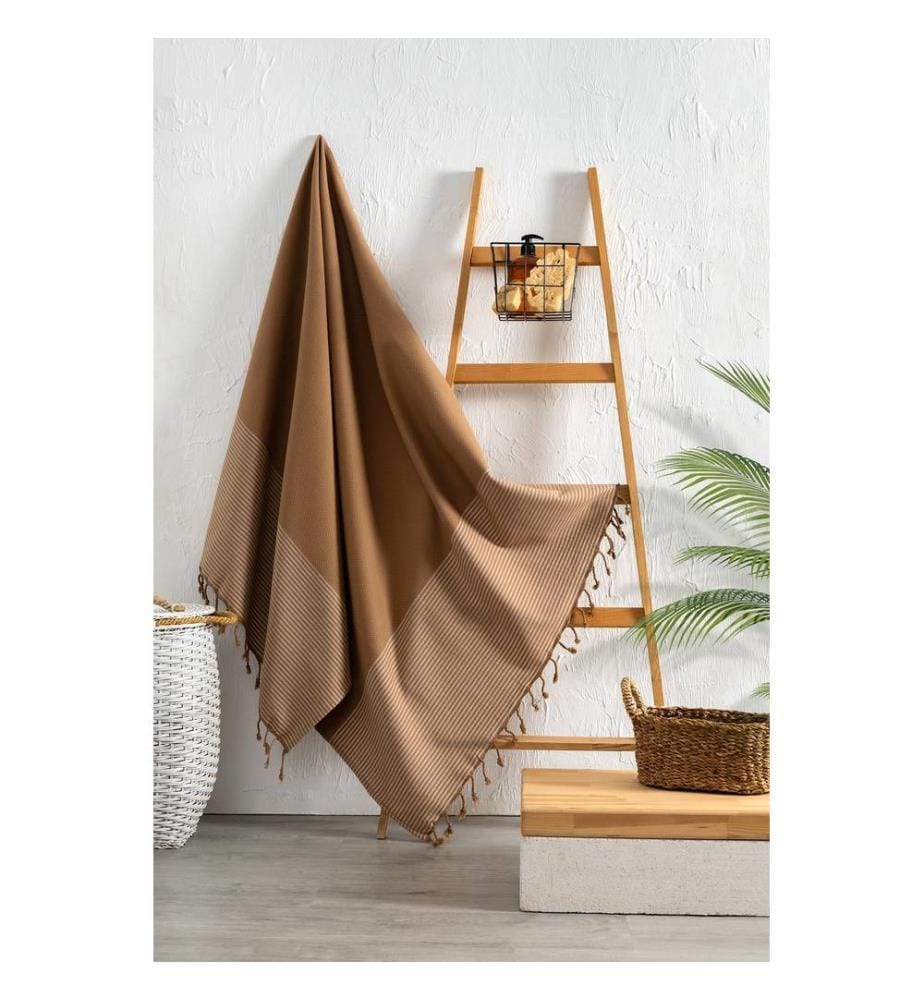 Fouta, Serviette de plage, Tabac, 100% COTON