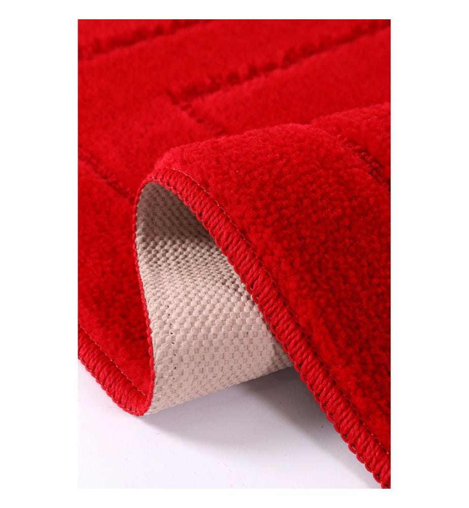 Bathmat Set, 2 Pieces, Red, 100% POLYPROPYLENE