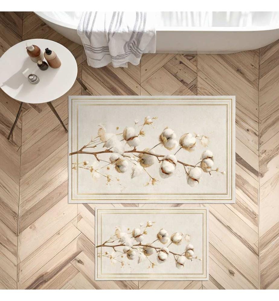 Bathmat Set, 2 Pieces, Beige, 100% POLYESTER