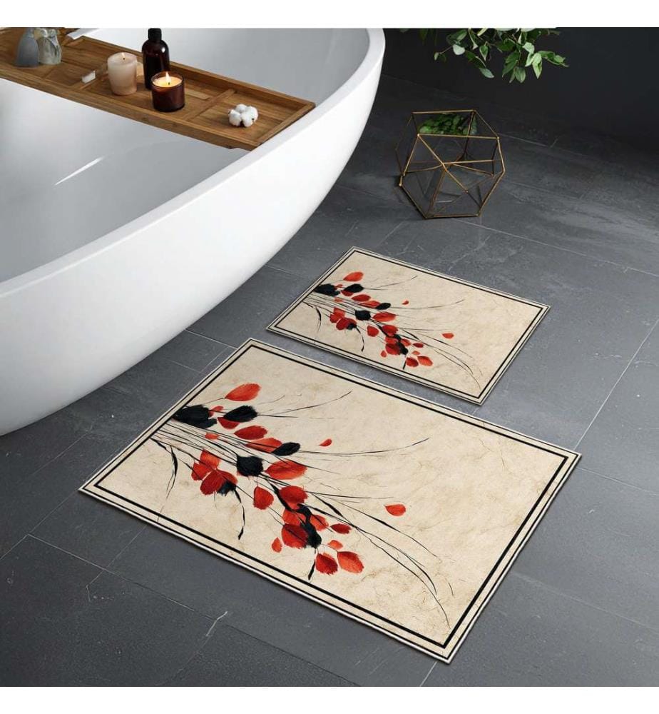 Bathmat Set, 2 Pieces, Beige, 100% POLYESTER