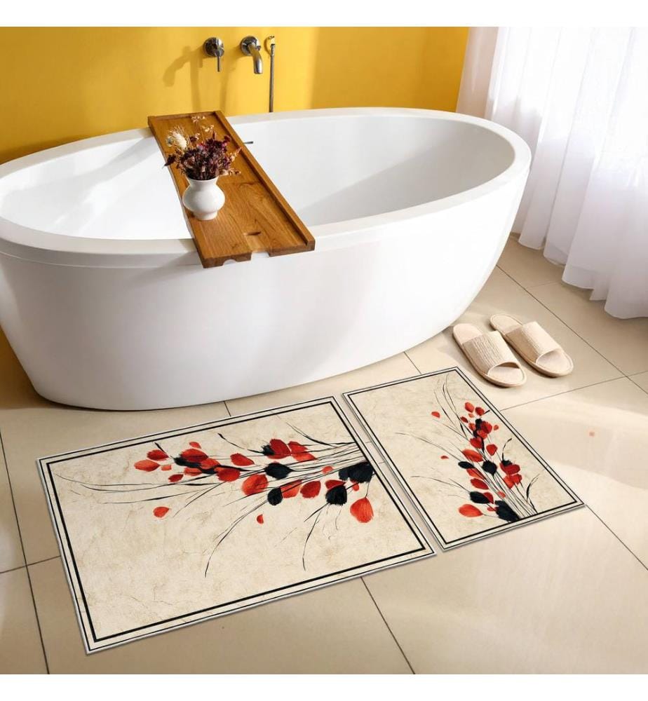 Bathmat Set, 2 Pieces, Beige, 100% POLYESTER