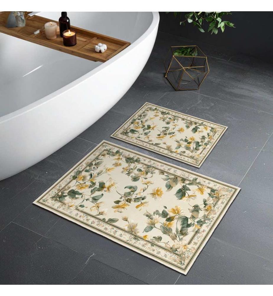Bathmat Set, 2 Pieces, Beige, 100% POLYESTER
