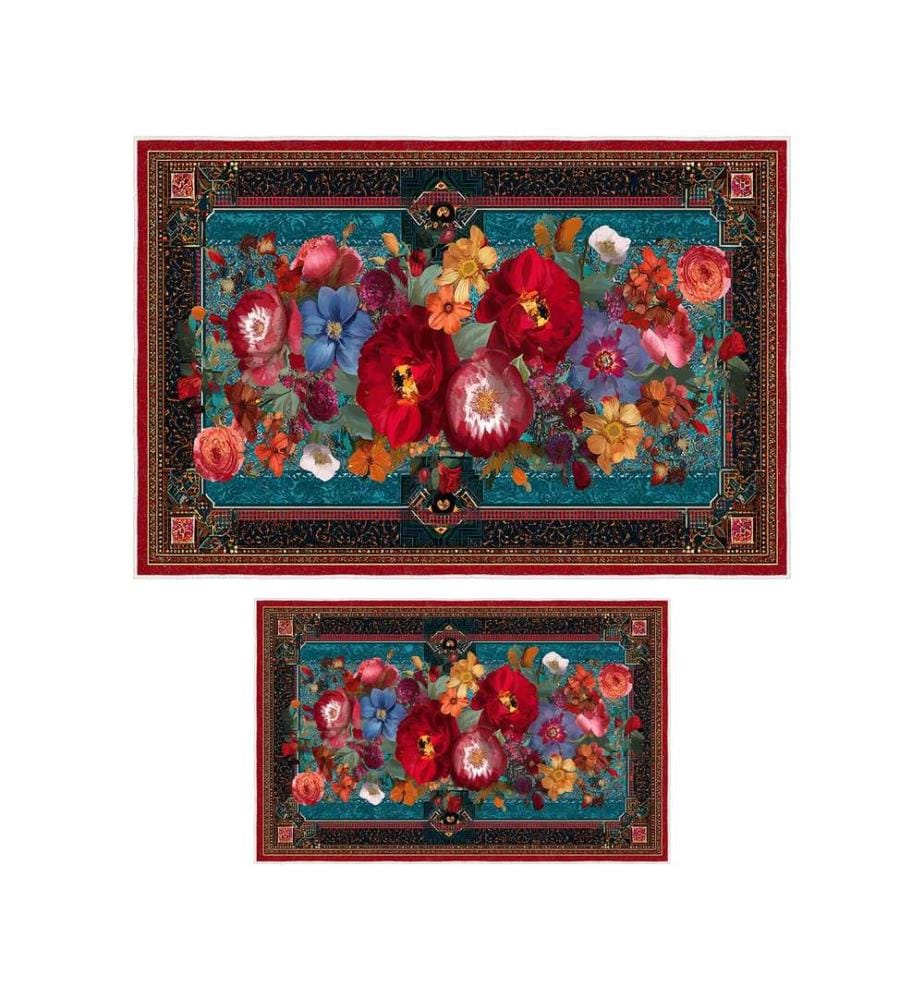 Bathmat Set, 2 Pieces, Blue, 100% POLYESTER