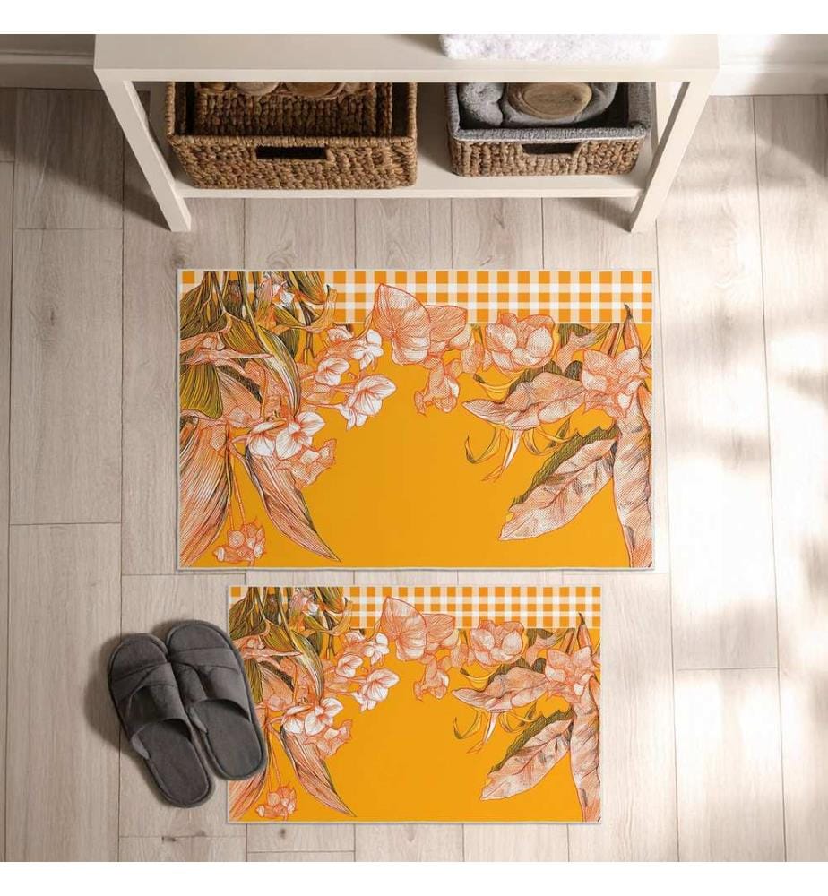 Bathmat Set, 2 Pieces, Yellow, 100% POLYESTER
