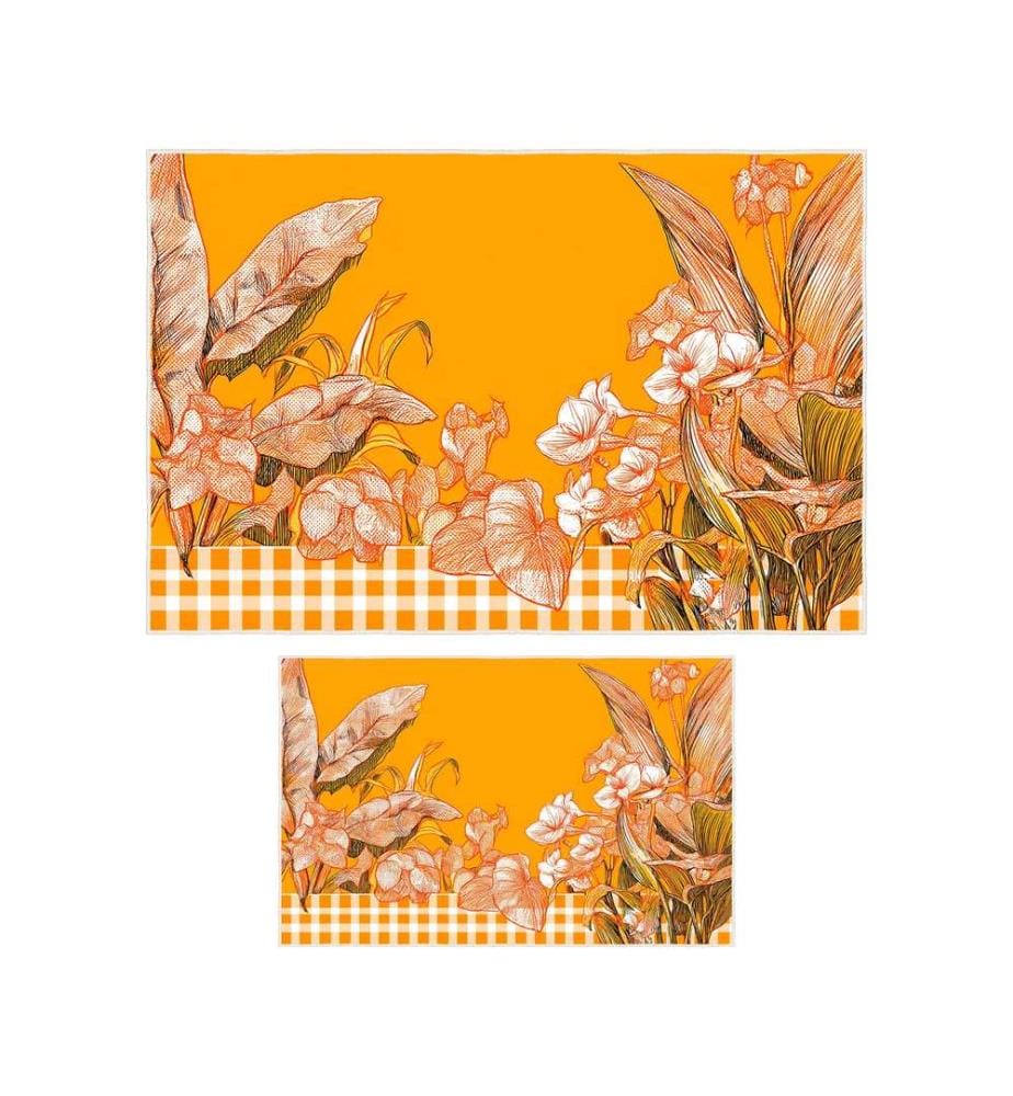 Bathmat Set, 2 Pieces, Yellow, 100% POLYESTER