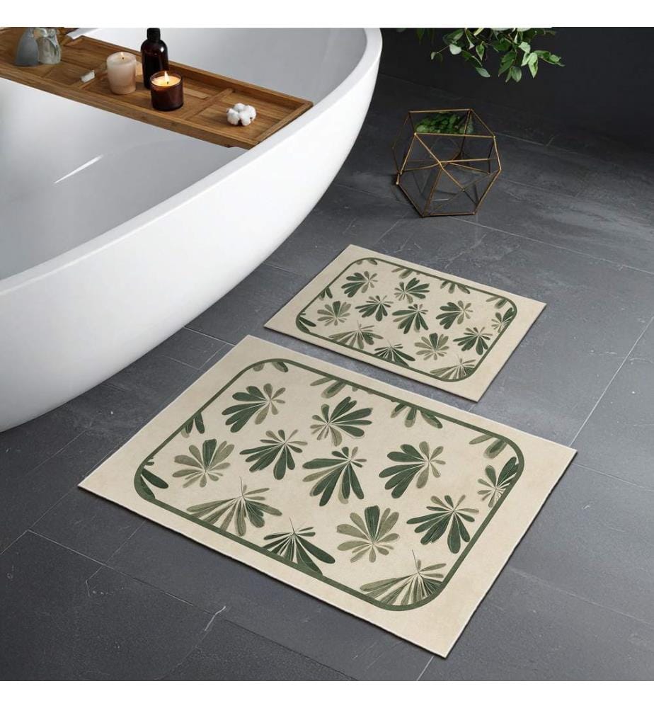 Bathmat Set, 2 Pieces, Beige, 100% POLYESTER