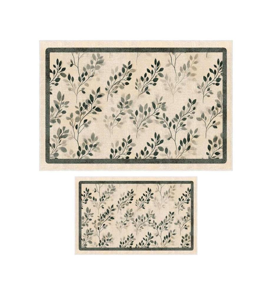 Bathmat Set, 2 Pieces, Beige, 100% POLYESTER