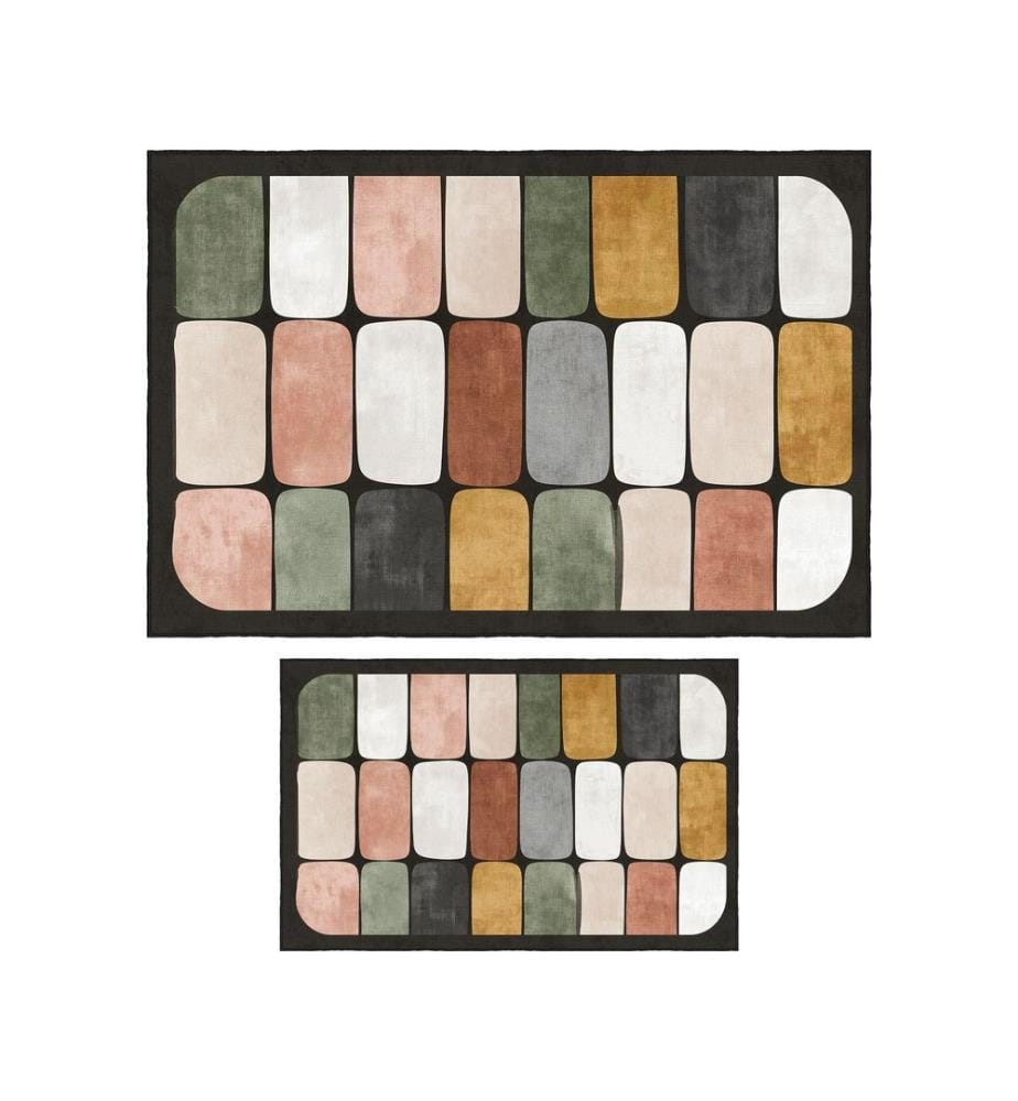 Bathmat Set, 2 Pieces, Black, 100% POLYESTER