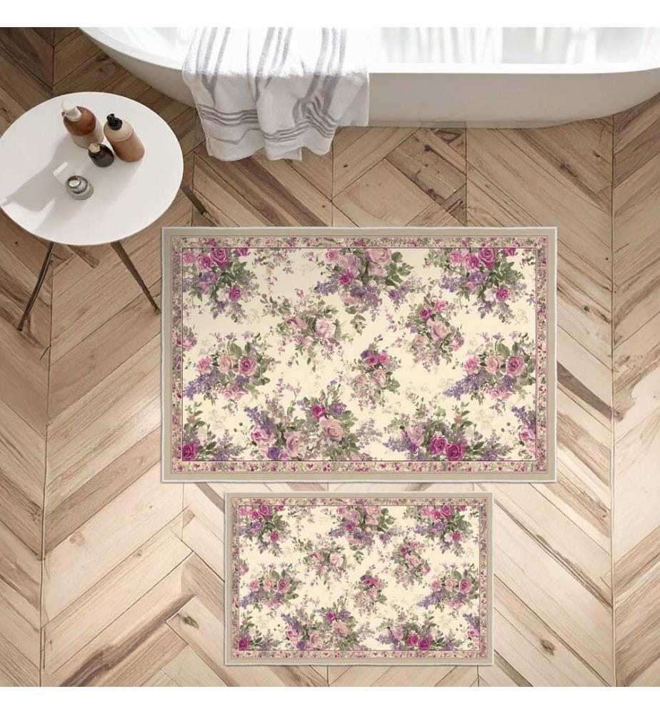 Bathmat Set, 2 Pieces, Pink, 100% POLYESTER