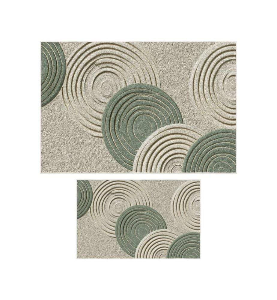 Bathmat Set, 2 Pieces, Green, 100% POLYESTER