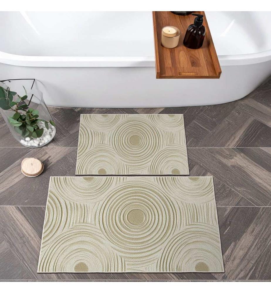Bathmat Set, 2 Pieces, Beige, 100% POLYESTER