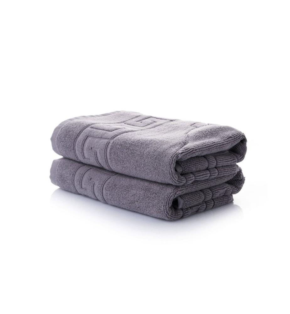 Set di tappetini da bagno, 2 pezzi, grigio, 100% cotone