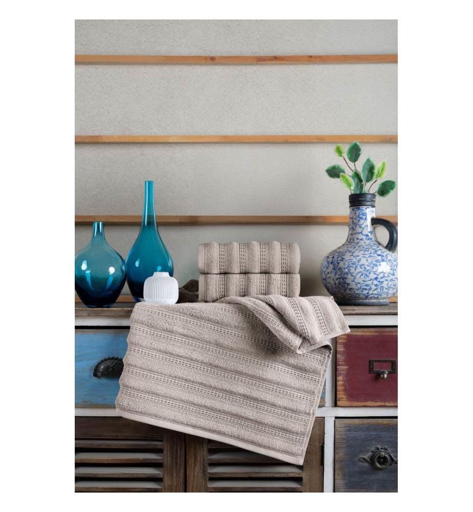 Set di asciugamani, 2 pezzi, cappuccino, 100% microcotone