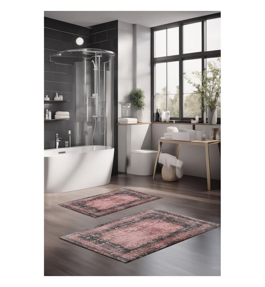 Set di tappetini da bagno, 2 pezzi, multicolore, 100% poliestere