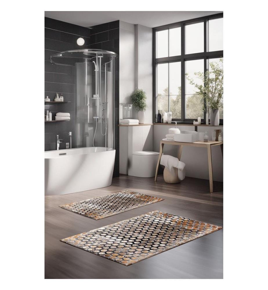 Bathmat Set, 2 Pieces, Multicolor, 100% POLYESTER