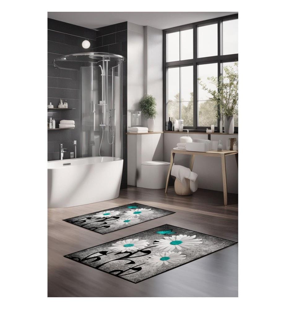 Bathmat Set, 2 Pieces, Multicolor, 100% POLYESTER
