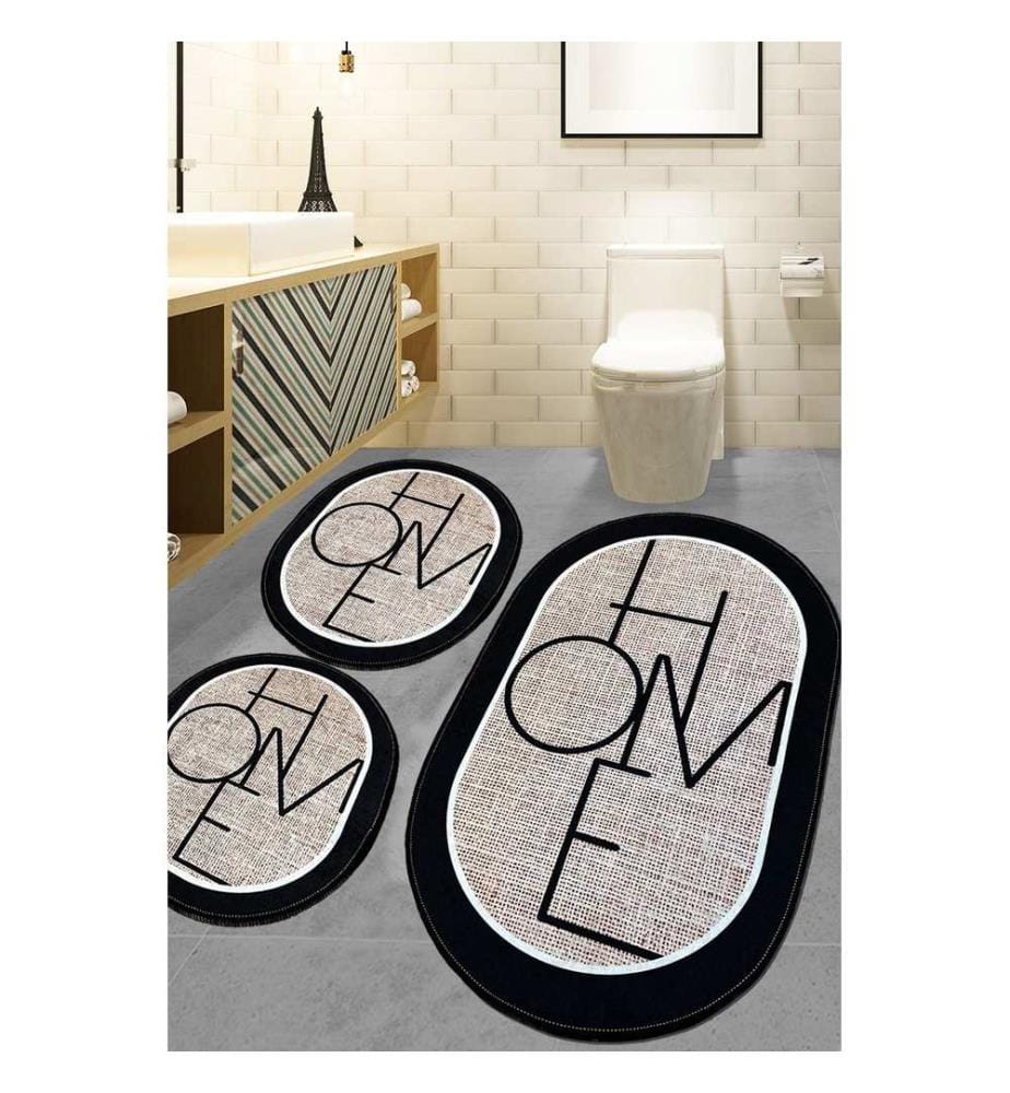 Bathmat Set, 3 Pieces, Multicolor, 100% POLYESTER