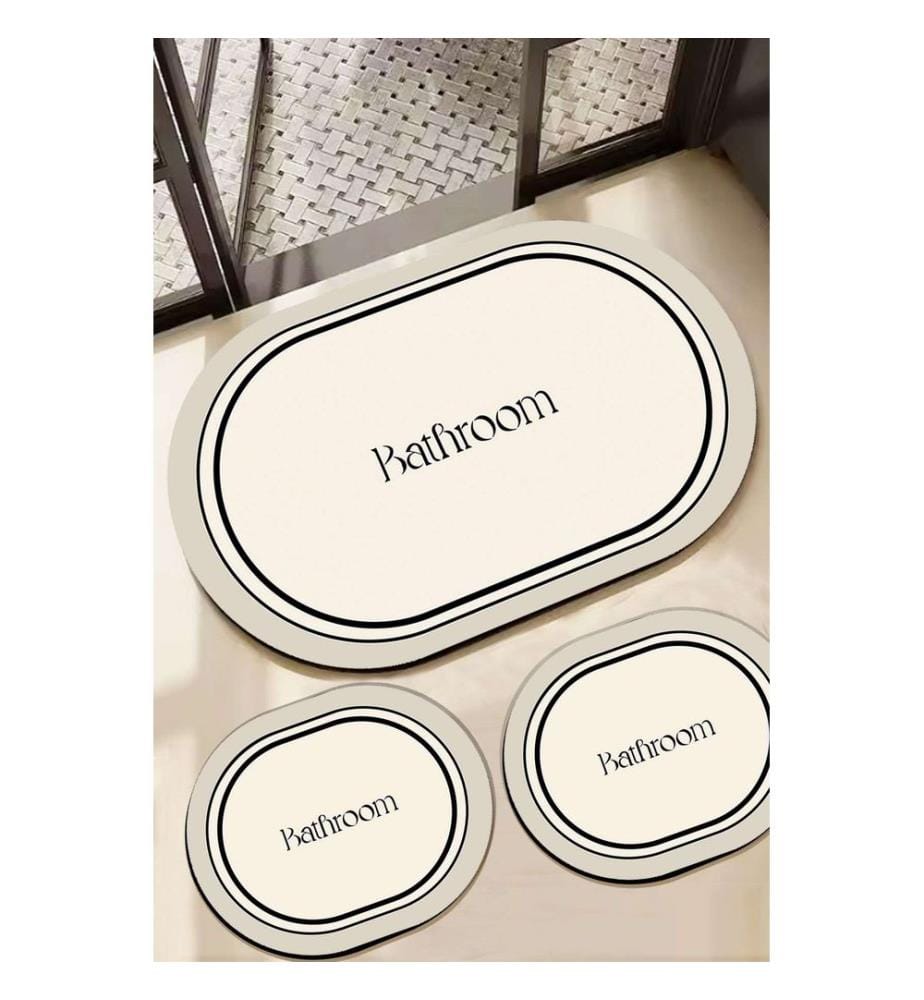 Bathmat Set, 3 Pieces, Ecru, 100% POLYESTER